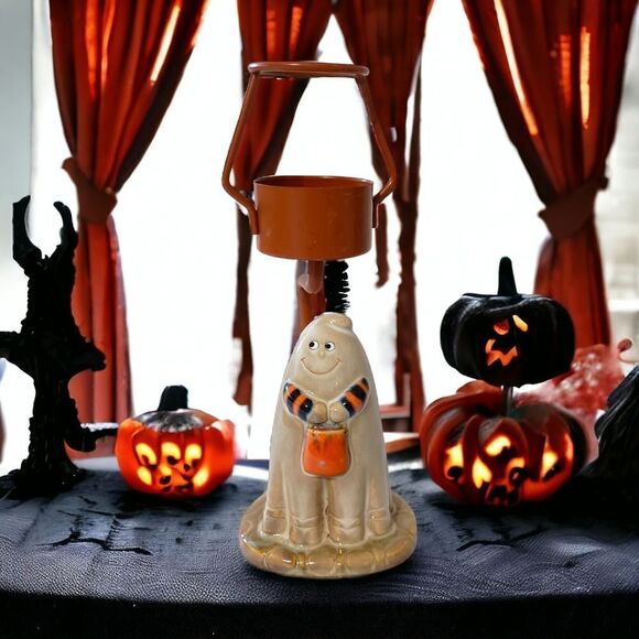 Yankee Candle Ghost Candle Holder Halloween Ceramic Ronnie Walter NO SHADE Vtg - Picture 12 of 16